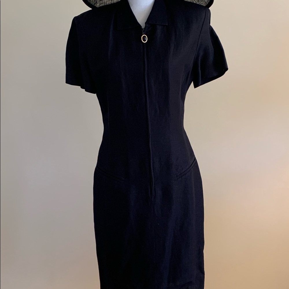 Linen/silk zip front dress